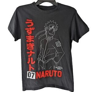 Naruto Shippuden Graphic Tee Small Black Cotton Anime Shirt Uzumaki Manga Japan